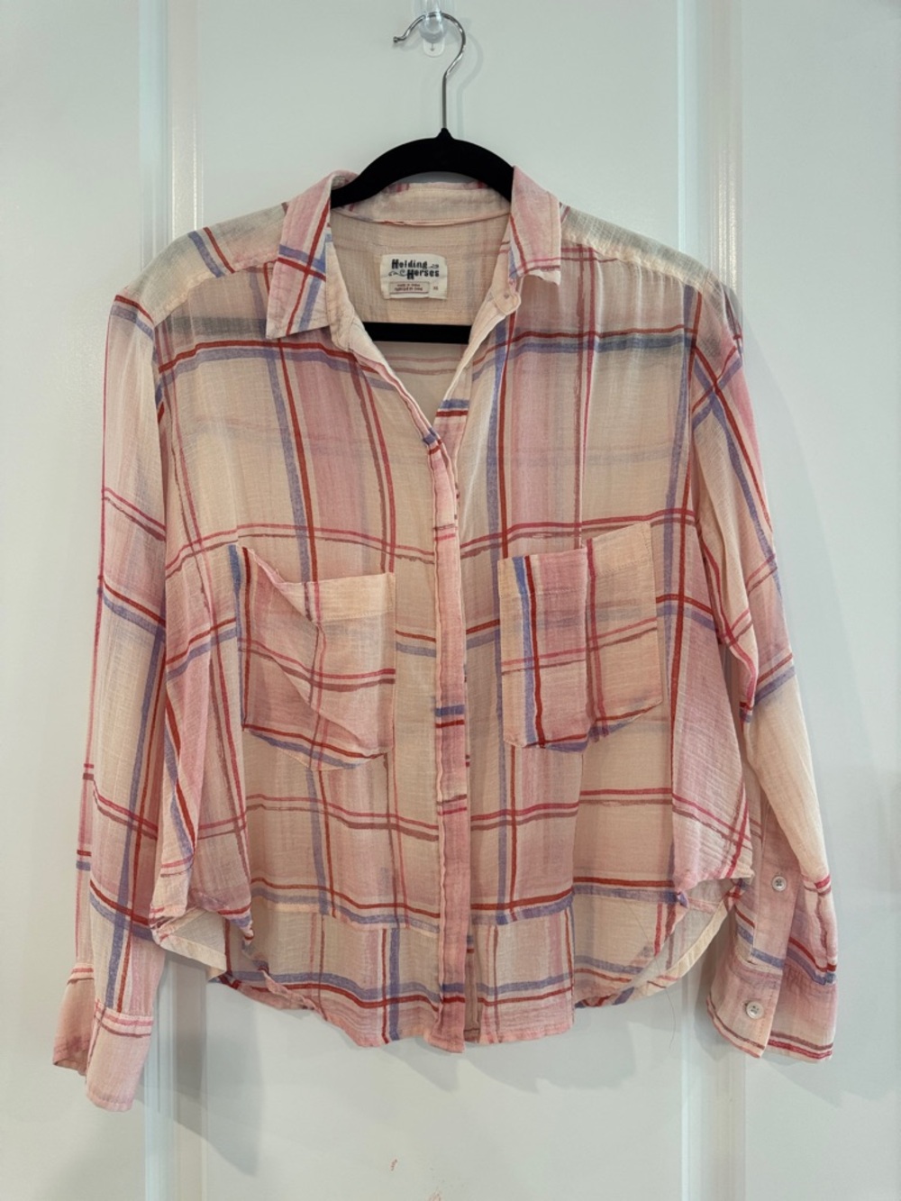 HOLDING HORSES Pink Plaid Button-Up Shirt